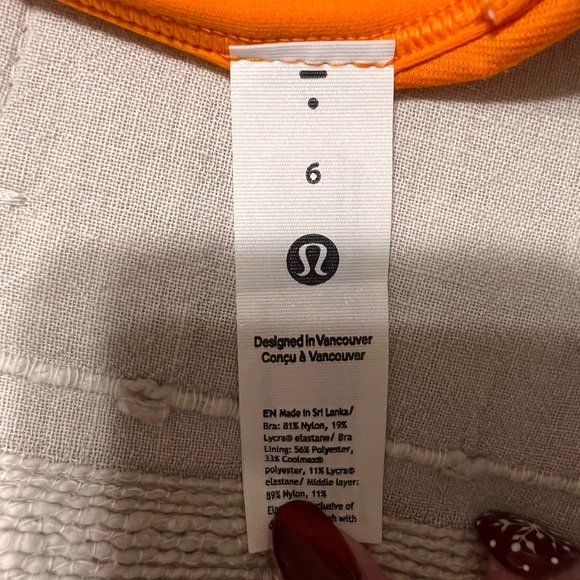 Lululemon Flow Y Wrap-Front High-Neck Bra Color ORFH Sz 6 - Picture 7 of 8
